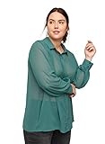 Lange Ärmel mit Knopf Zizzi Große Größen Damen Transparente Bluse mit Nieten Grün Gr 54-56