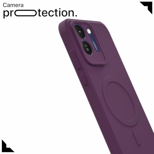 Image of Outlouders Back Cover for Poco M8x 5G | Soft Matte Silicone | Slim Fit | Magnetic-Safe Logo Design (Magnetic-Safe Not Compatible) | Shockproof | Camera Protection Bumper Case (Purple)