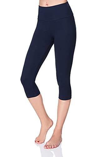SOFTSAIL Leggings Longs pour Femmes en Coton Sport Taille Haute Leggings en Coton pour Femmes Loisirs Détente Pantalons Confortables pour Femmes pour l'Été, Noir 46