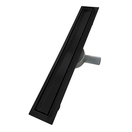 VINY Caniveau de douche 2en1 à encastrer L.90 cm réversible à carreler ou inox noir, drainage élévé 36l/min