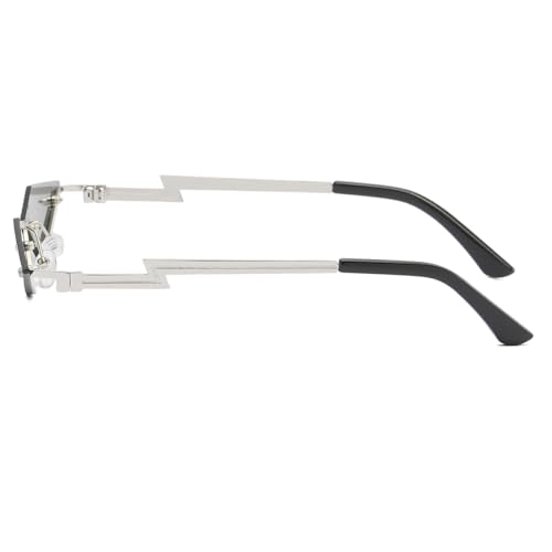 JOVAKIT Rimless Lozenge Sunglasses for Women Men Fashion Polygon Sun Glasses Metal Frame Rave Party Halloween Eyeglasses3