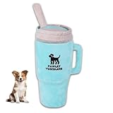 Pawley Tumbler Stanley Cup-Inspired Crinkle & Squeak Dog Toy - Soft Plush, Durable Play for Medium & Large Dogs (Turquoise)