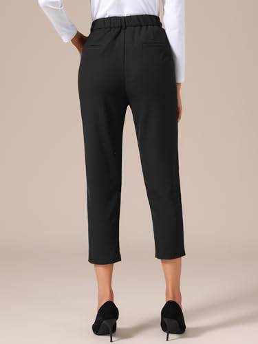 Allegra K Women's Business Work Cropped Pants Elastic Waist Back Capri Pants with Pockets4