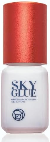 Sky Glue for Eyelash Extension S+ 0.17fl.oz / 5ml - 1-2s Fast Drying Time - 6-7 Weeks Retention - Extra Strong Eyelash Glue for Lash Extension Black Lash Adhesive Long Lasting (PROFESSIONAL USE ONLY)