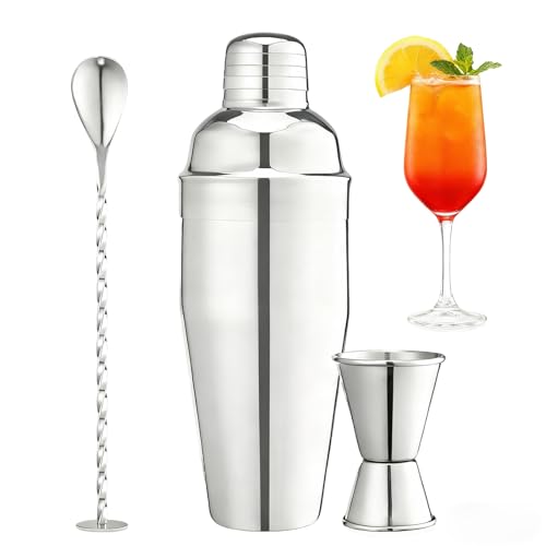 Lumanothy Cocktail Shakers Set, 3 Pieces Cocktail Making Kit, 750ml Stainless Steel Bar Tool Set for Home, bar, Party