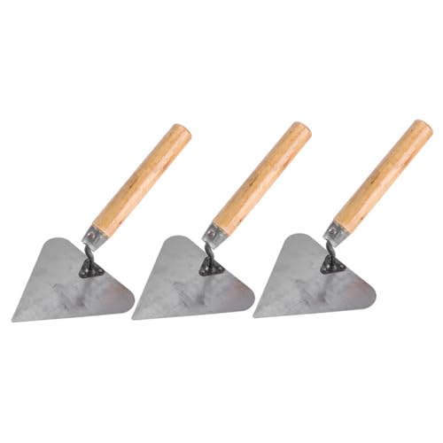 Angoily 3piezas Paleta De Albañilería Triangular De Espátula De Construcción De Acero Inoxidable Con Mango De Madera Llana De Albañil Para Mortero Obra