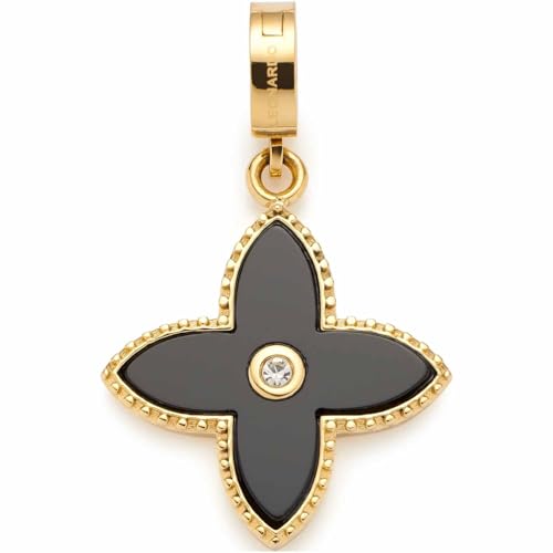Leonardo Jewels Clip&Mix Gothea Anhänger aus Edelstahl IP Gold, Kettenanhänger mit schwarzem Onyx und Glaskristall, geeignet für Gravur, Schmuck Geschenk, 023268