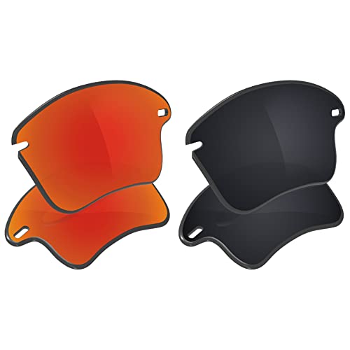 Image of Galvanic Replacement Lenses for Oakley Fast Jacket XL OO9156 | Fast Jacket XL Asian Fit OO9163 Sunglasses - Ruby + Black Polarized - Combo Pack