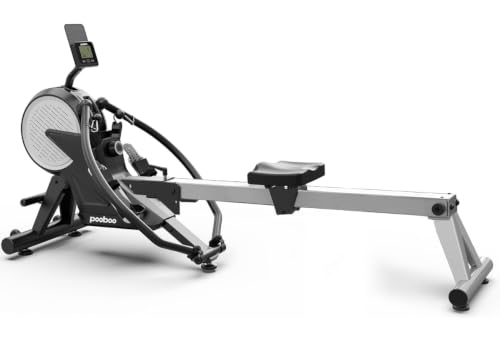 Image of pooboo Rowing Machines for Home, Dual Wind & Magnetic Resistance, Foldable Row Machine 400 LB Weight Capacity, 14 Levels Resistance Quiet Rowers for at Home Exercise, App Supported