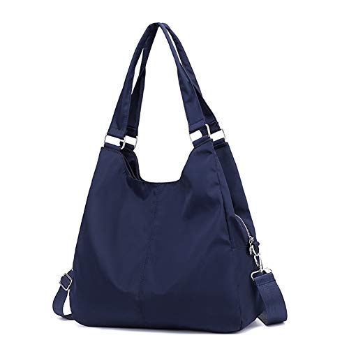 Popoti Schoudertas voor dames, handtas, portemonnee, schoudertas, rugzak, nylon, multifunctioneel, school, messenger crossbody tas, Blauw, M, Elegant