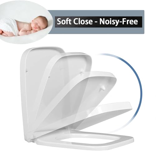 Abattant WC carré blanc à fermeture douce et clipsable 34 cm - 5