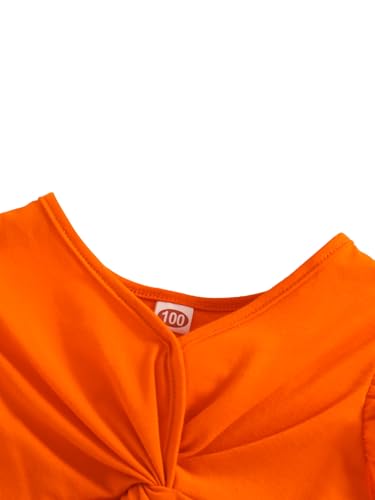 Image of Girls 2 Piece Outfits Summer Clothes Ruffle Short Sleeve Shirts Top and High Waist Shorts Set with Belt
