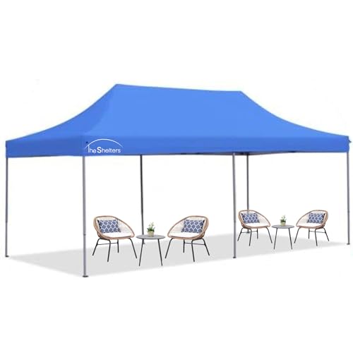 Image of THESHELTERS - 10x20 ft Outdoor Canopy Tent, Instant Foldable & Pop up Garden Gazebo Tent for Decoration, Party, Event, Wedding & Camping (Blue)