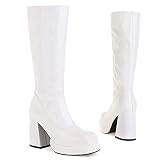 LanreyTaley Women Fashion Boots Platform Knee High Chunky Block High Heel Boots Zipper Cosplay Boots