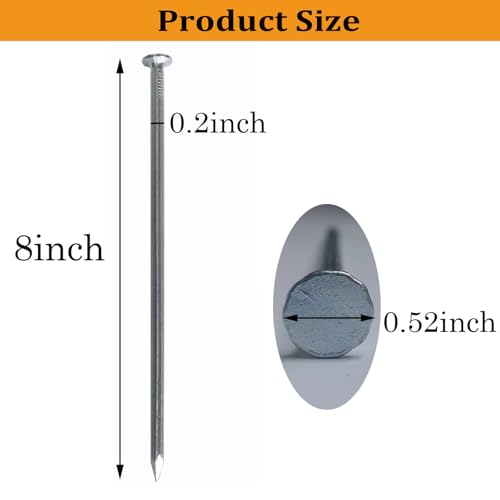 Metal Stakes, 8 Inch 100Pcs Galvanized Landscape Spikes,Garden Nails for Turf,Weed Barriers,Tent and More (100, 8 in) by UEUORF - Image 2