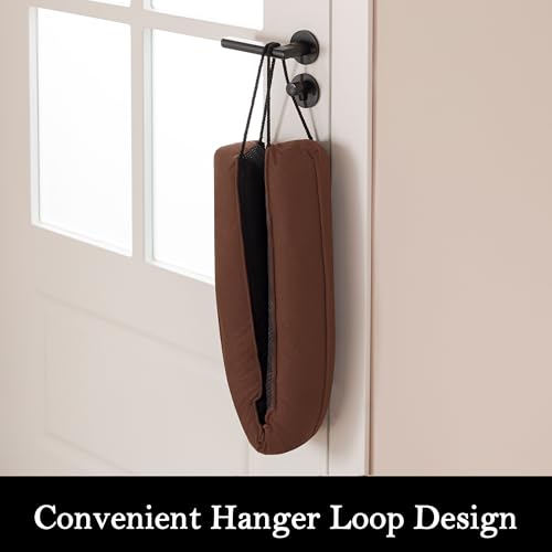 Image of Sunolga Door Draft Stopper Blocks Hot and Cold Air with Removable Washable Cover for Bottom of Door, All-Season Seal for Noise, Light, Dust, Door Sweep for Gaps Up to 3 inch, Home Essentials, 38 inch, Brown