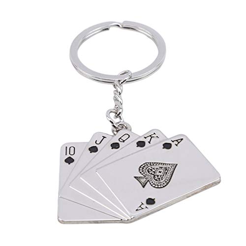 WEILYDF Poker Keychain Einzigartige Kreative Spielkarten Schlüsselanhänger Auto Schlüsselring Einfache Exquisite Handtasche Anhänger Geschenk Schlüsselhalter