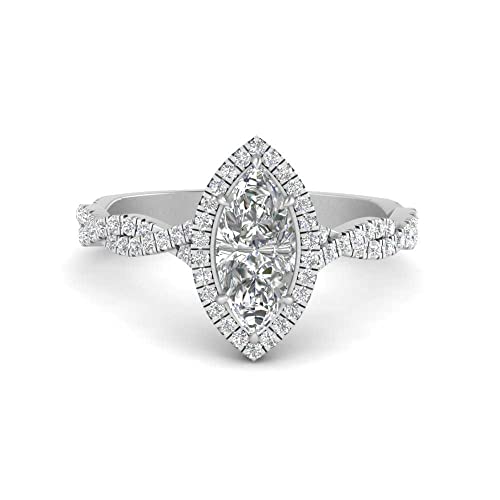 Image of Choose Your Gemstone Twisted Marquise Diamond CZ Halo Ring 925 Sterling Silver Marquise Shape Halo Engagement Rings Minimal Modern Design Birthday Gift Wedding Gift US Size 4 to 12
