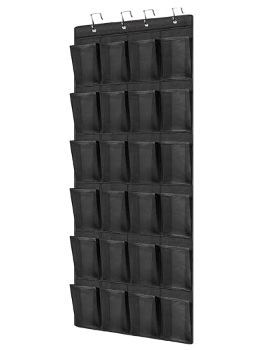 JIANGLAI Hanging Shoe Storage Organiser, 24 Mesh Large Pockets, Shoe Storage Over the Door with Hanger