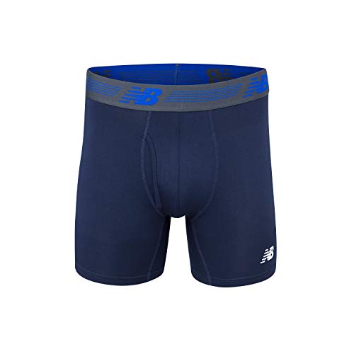 Image of New Balance Men's Performance Boxer Briefs with Fly, Breathable Stretch Underwear, Moisture Wicking, Soft Waistband (3 Pack)