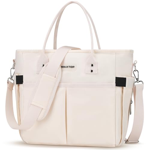 MAXTOP Lunch Bag Women for Work Insulated Thermal Lunch Box with Wide-Open Pocket Reusable Leakproof Cooler Bags with Removable Shoulder Strap for Teacher Nurse Office Picnic Travel Beige