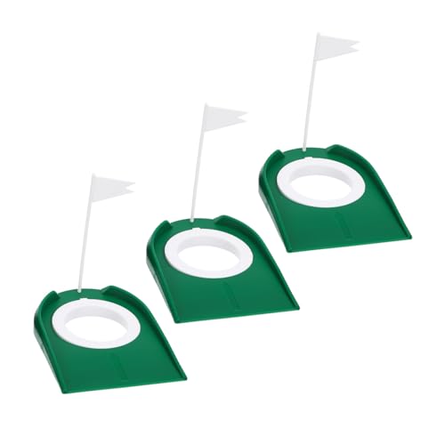 Toyvian 3個ゴルフパッティングカップ フラッグ付き 取り外し可能 プラスチック製 耐久性 室内外両用 ゴルフトレーニング用 ホームパーティ