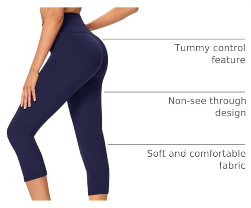 Image of GAYHAY High Waisted Capri Leggings for Women - Soft Slim Yoga Pants for Running Cycling Workout