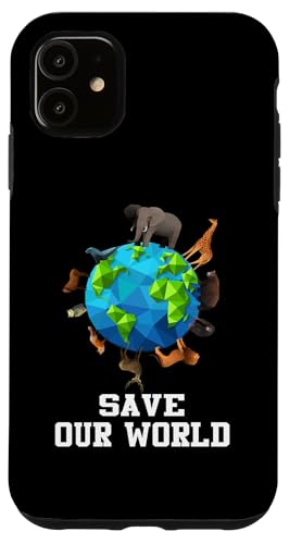 Carcasa para iPhone 11 Save Our World Animals Around The Earth Funny Earth Day
