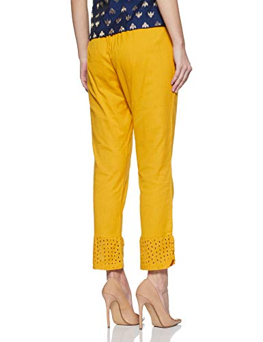 Image of Rangriti Black Solid Slim Pants for Women