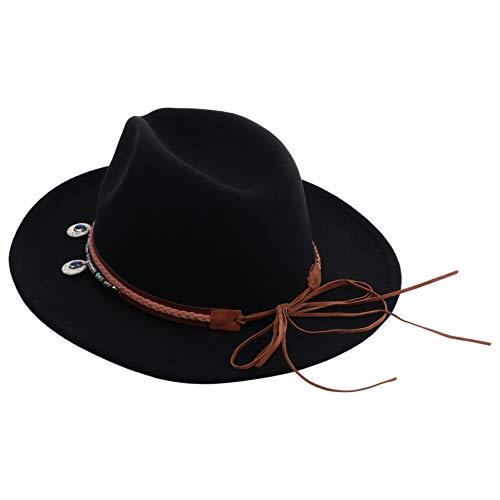 Chapeau fedora en feutre de laine SOIMISS haut de gamme noir