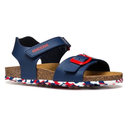 Geox J Ghita Boy B Sandal, Navy/White/Red, 32 EU