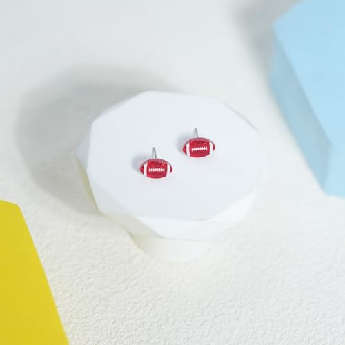 Football Earrings for Women Glitter Acrylic Sports Earrings for Game Day Spirit Week Fall Football Mom Accessories Back to School Teacher Jewelry 7