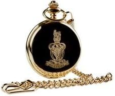 QRH Crested Pocket Watch 24 Carat Gold Coated Army Watch Luxury Gift in Case Queens Royal Hussars
