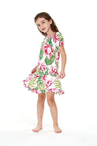 Girl Hawaiian Short Sleeve Simple Muumuu Ruffle Dress in Sandy Beach3