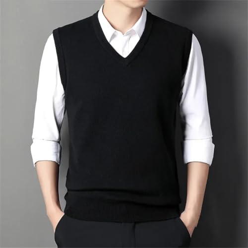 Men's Solid Color V-Neck Knitted Vest Autumn Winter Casual Fashion Warm Sweater Top4
