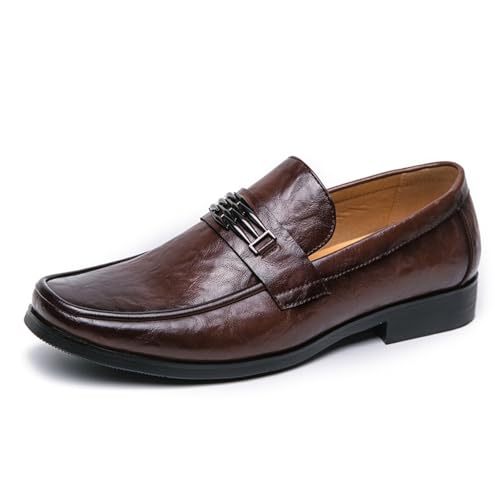 Men's Slip - on Loafers, Square - Toe Business Formal Leather Shoes, Suitable for Business and Formal Events.