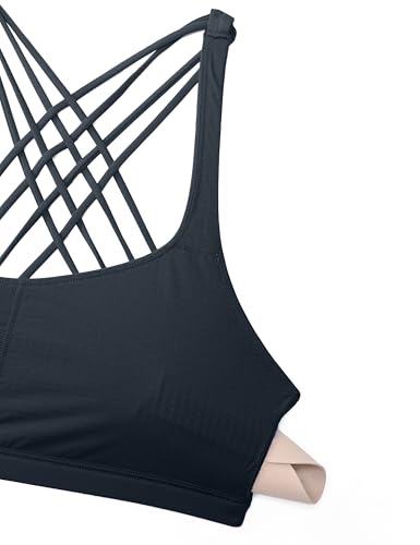 Image of CRZ YOGA Naked Feeling Strappy Sports Bras for Women - Criss Cross Back Wireless Padded Cami Yoga Workout Top