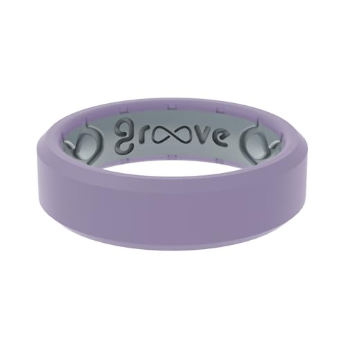 Groove Life Edge シリコンリング - 通気性のあるゴム製結婚指輪。生涯カバー。ユニークなデザイン、快適にフィットするリング。, 4, シリコーン, 宝石なし