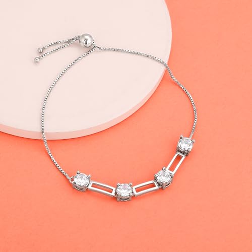 Image of GIVA 925 Silver Zircon Dazzling Bracelet, Adjustable Gifts for Girlfriend, Gifts for Women & Girls| With Certificate of Authenticity and 925 Stamp | 6 Month Warranty*