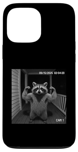 Funny Raccoon Flexing On Security Camera X}zP[X iPhone 13 Pro Max p