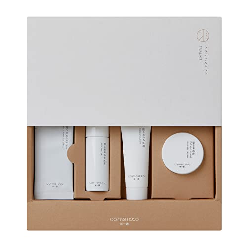COMEITTO Trial Kit Facial Cleaning Powder 0.03 oz (0.7 g) x 5 Doses, Lotion 0.7 fl oz (20 ml) / Milky 0.5 oz (15 ml) / Gel Cream 0.4 oz (12 g)