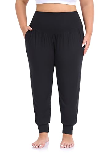ZERDOCEAN Women's Plus Size Yoga Joggers Pants Casual Comfy Workout Lounge Pants with Pockets2