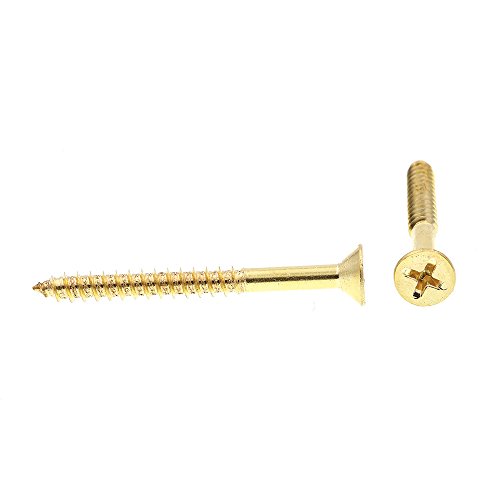 Prime-Line Tornillos para Madera, Cabeza Plana, Sistema Phillips, #10 x 2 pulg., Latón Macizo (Paquete de 25) miniatura 2