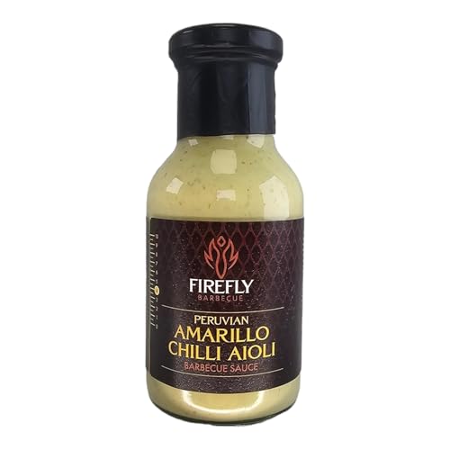 Firefly Barbecue Peruvian Amarillo Chilli Sauce with Fresh Aji Chillies - Creamy Garlic Aioli for BBQ, Sandwiches & Dips - Traditional South American Condiment - 250ml
