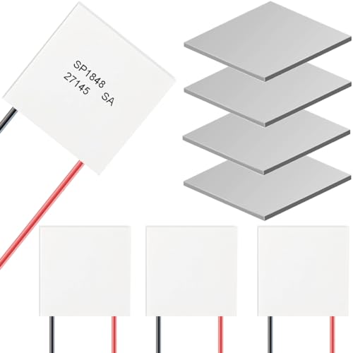 DAOKAI 4 piezas SP1848-27145 Generador de energía termoeléctrica Enfriador Módulo de placa de alimentación de enfriamiento 40x40 mm 150 ℃ TEG Módulo Peltier con junta de silicona térmica