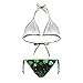 Pugasmiru Four-Leaf Clover Pattern Women's Adjustable Bikini Set Sexy St. Patrick's Day Two Piece Triangle Swimwear Tie Straps Soft Fabric Flattering Fit All Day Wear XS-2XL