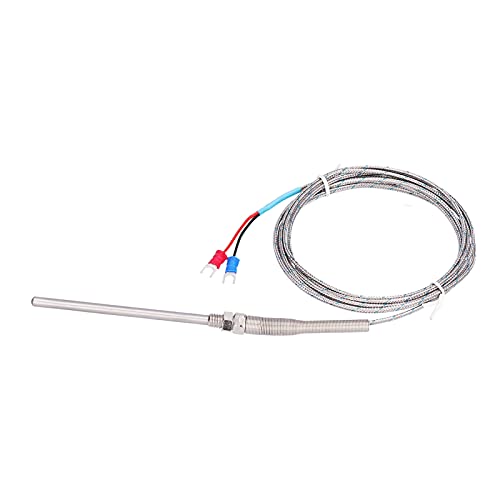 Sensor de Temperatura, Sonda de Termopar de Tipo K Acero Inoxidable 0-600 ℃ con 5 Longitudes de Cable para Equipos de Control de Temperatura (Estilo de línea roja y negra 4m)