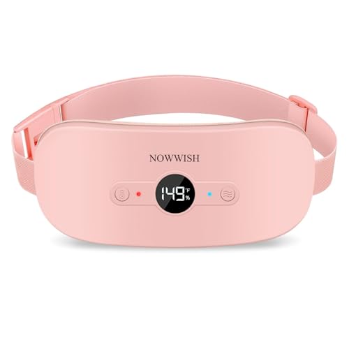 Image of NOWWISH Heating Pad for Period Cramps Portable Electric Cordless Menstrual Heating Pad Rechargeable with 6 Heat Levels and 6 Massage Modes, Gifts for Women, Dorm Room Essentials for Girls, Pink