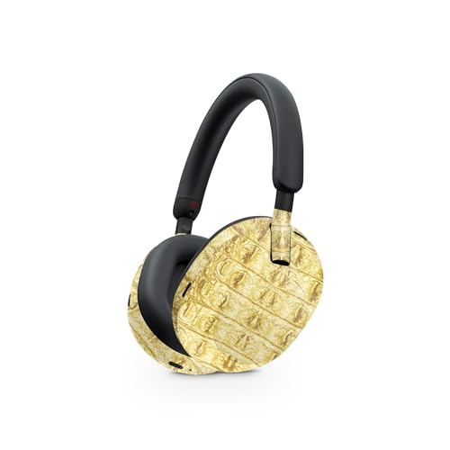 Image of MightySkins Glossy Glitter Skin Compatible with Sony WH-1000XM5 Headphones - Golden Croc | Protective, Durable High-Gloss Glitter Finish | Easy to Apply