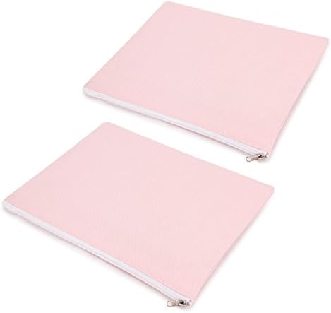 Yingkor 2-Pack Cotton Canvas Zipper Cosmetic Bag Makeup Bags Tool Organizer (Pink)